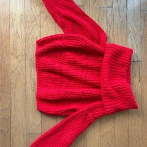 moon & madison Vibrant Red Off-the-Shoulder Sweater